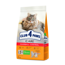 Сухой корм Club 4 Paws Adult Cats Hairball Control с эффектом выведения шерсти из пищеварительного тракта у кошек, 2 кг