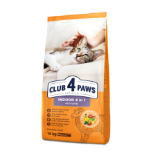 Сухой корм Club 4 Paws Adult Cats Indoor 4 in 1 with Lamb с ягненком для кошек без доступа на улицу, 14 кг