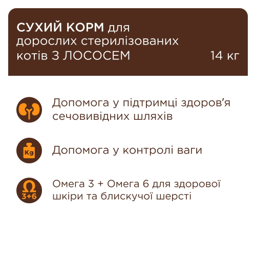 Сухой корм Club 4 Paws Adult Cats Sterilised with Salmon с лососем для стерилизованных кошек, 14 кг