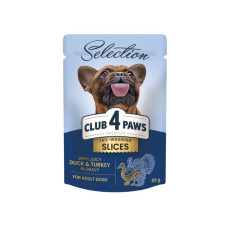 Влажный корм Club 4 Paws Plus Selection с кусочками утки и индейки в соусе для взрослых собак малых пород, 85 г