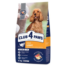 Сухой корм Club 4 Adult Medium & Large Breeds Light с индейкой для собак средних и крупных пород подвержен ожирению (контроль веса), 5 кг