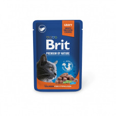 Вологий корм Brit Premium для стерилізованих котів, лосось, 100 г