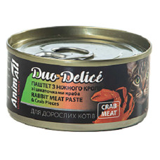 Консерви AnimAll Duo Delice для котів, паштет з кролика та шматочками краба, 80 г