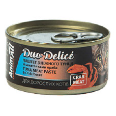 Консерви AnimAll Duo Delice для котів, паштет з тунця та шматочками краба, 80 г