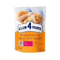 Сухой корм Club 4 Adult Cats with Veal с телятиной для взрослых кошек, 900 г