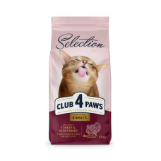 Сухой корм Club 4 Selection Adult Cats Turkey & Vegetables с индейкой для взрослых кошек, 1,5 кг