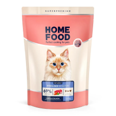 Сухий корм Home Food Sterilised Sensetive для котів з ягням та лососем, 1,6 кг