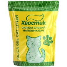 Наповнювач Хвостик для котів, силікагель, дрібний з зеленими гранулами, 4.8 л