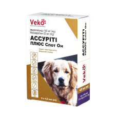 Капли Veko Ассурити Плюс Спот Вон против паразитов для собак весом 25-40 кг, 6 поп