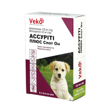 Капли Veko Ассурити Плюс Спот Вон против паразитов для собак весом до 4 кг, 3 поп