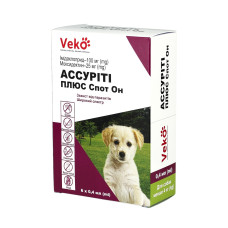Капли Veko Ассурити Плюс Спот Вон против паразитов для собак до 4 кг, 6 поп
