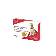 Таблетки Veko Кик Тейп против гельминтов для собак, со вкусом мяса, 10 таб