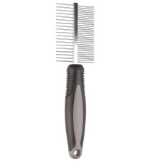 Гребінець двосторонній Flamingo Comb Rotating Medium Babu для собак, 30/19 зубців, 19×5.2 см