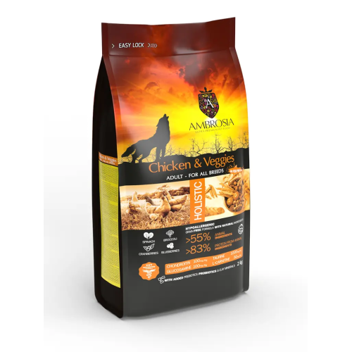 Корм сухий Ambrosia Grain Free Dog Adult Chicken & Veggies для дорослих собак усіх порід з куркою та овочами, 12 кг