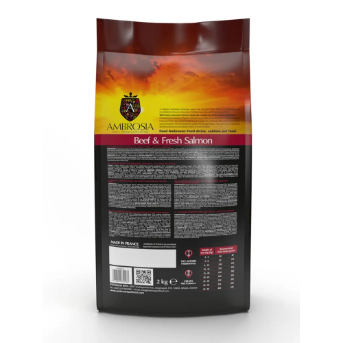 Сухой корм Ambrosia Grain Dog Adult Beef & Fresh Salmon для собак всех пород с говядиной и свежим лососем, 12 кг