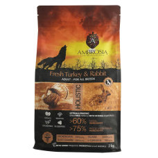 Сухой корм Ambrosia Grain Dog Adult Sensitive Fresh Turkey & Rabbit для собак всех пород со свежей индейкой и кроликом, 2 кг