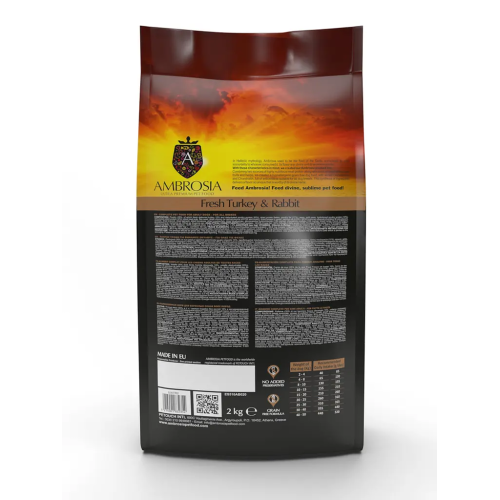 Сухой корм Ambrosia Grain Dog Adult Sensitive Fresh Turkey & Rabbit для собак всех пород со свежей индейкой и кроликом, 12 кг
