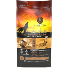 Сухой корм Ambrosia Grain Dog Adult Sensitive Fresh Turkey & Rabbit для собак всех пород со свежей индейкой и кроликом, 12 кг