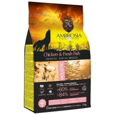 Сухой корм Ambrosia Grain Free для щенков всех пород с курицей и свежей рыбой, 2 кг