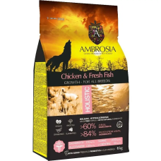 Сухой корм Ambrosia Grain Free для щенков всех пород с курицей и свежей рыбой, 6 кг