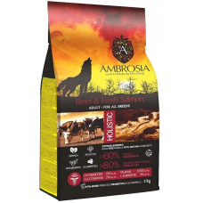 Сухой корм Ambrosia Grain Free для взрослых собак всех пород с говядиной и свежим лососем, 2 кг