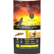 Сухой корм Ambrosia Grain Adult Dog Fresh Salmon & Chicken для собак малых пород со свежей курицей и лососем, 2 кг