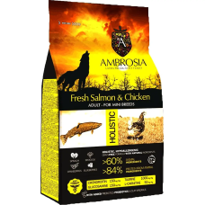 Сухой корм Ambrosia Grain Adult Dog Fresh Salmon & Chicken для собак малых пород со свежей курицей и лососем, 6 кг