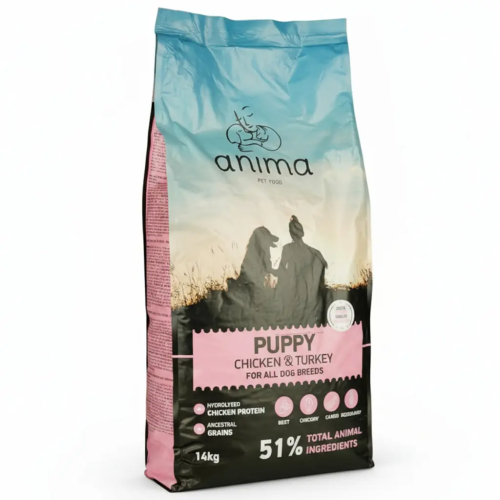 Сухой корм Anima Puppy Chicken & Turkey для щенков всех пород с курицей, индейкой и рисом, 14 кг