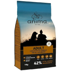 Сухой корм Anima Adult Chicken & Turkey для собак всех пород с курицей и индейкой с рисом, 14 кг