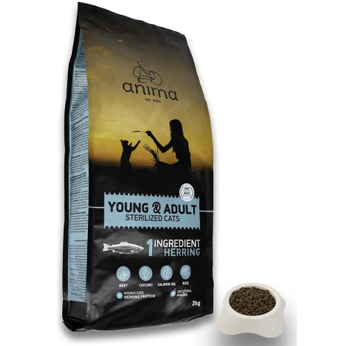 Сухой корм Anima Young & Adult Sterelized Cats для молодых и взрослых стерилизованных кошек с сельдью, 2 кг