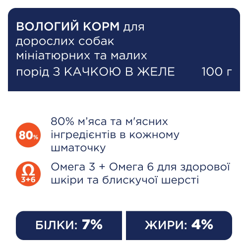 Влажный корм Club 4 Adult Dog Small Breeds with Duck in jelly с уткой в ​​желе для взрослых собак малых пород, 100 г