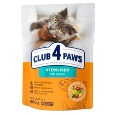 Сухой корм Club 4 Paws Adult Cats Sterilised with Salmon с лососем для стерилизованных кошек, 900 г