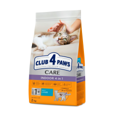 Сухой корм Club 4 Paws Adult Cats Indoor 4 in 1 with Lamb с ягненком для кошек без доступа на улицу, 2 кг