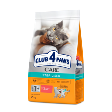 Сухой корм Club 4 Paws Adult Cats Sterilised with Turkey с индейкой для стерилизованных кошек, 2 кг