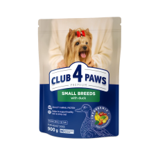 Сухой корм Club 4 Paws Adult Small Breeds Duck с уткой для взрослых собак малых пород, 900 г
