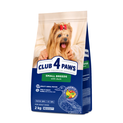 Сухой корм Club 4 Paws Adult Small Breeds Duck с уткой для взрослых собак малых пород, 2 кг