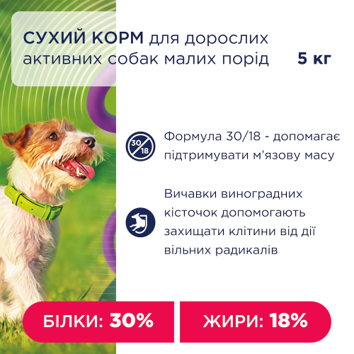 Сухой корм Club 4 Paws Active Adult Small Breed для взрослых активных собак малых пород, 5 кг