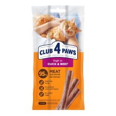 Мясная палочка Club 4 Paws с уткой и говядиной для взрослых кошек, 3х5 г
