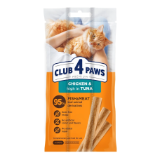 Мясная палочка Club 4 Paws с курицей и тунцем для взрослых кошек, 3х5 г
