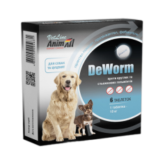 Антигельминтный препарат AnimAll VetLine DeWorm для собак и щенков, 6 таб
