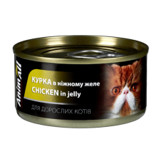 Консерви AnimAll для котів, курка в ніжному желе, 85 г