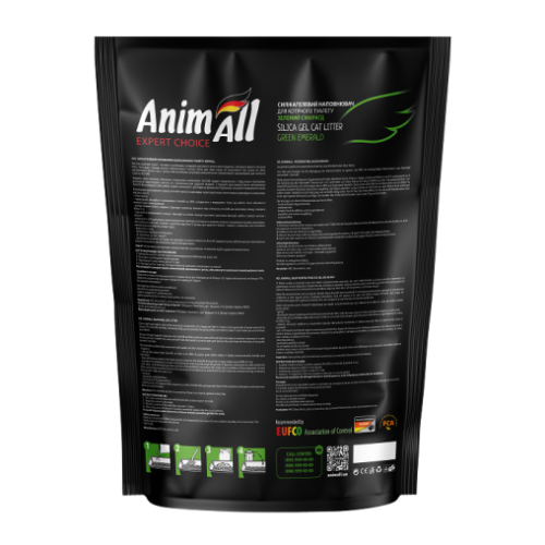 Силикагелевый наполнитель AnimAll Кристаллы изумруда, для кошек, 5 л (2.2 кг)