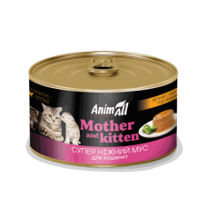 Вологий корм AnimAll легкий старт годування, для котів та кошенят, мус, 195 г