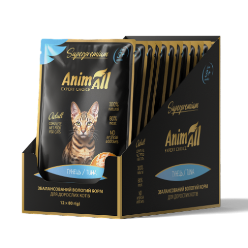Влажный корм AnimAll для кошек, тунец, 80 г