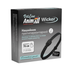 Нашийник AnimAll VetLine Wicker для собак, протипаразитарний, оксамитово-чорний, 70 см