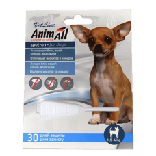 Капли AnimAll VetLine Spot-On от блох и клещей для собак весом 1.5-4 кг, 1 поп.