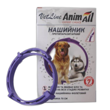Нашийник протипаразитарний AnimAll VetLine для котів і собак, фіолетовий, 70 см