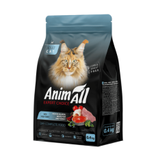 Сухий корм AnimAll для котів, лососем, білою рибою та свіжою індичкою, 400 г
