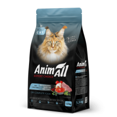 Сухий корм AnimAll для котів, лососем, білою рибою та свіжою індичкою, 1.5 кг
