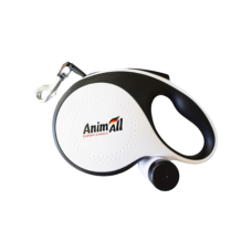 Повідець-рулетка AnimAll M з диспенсером, для собак вагою до 30 кг, 5 м, білий